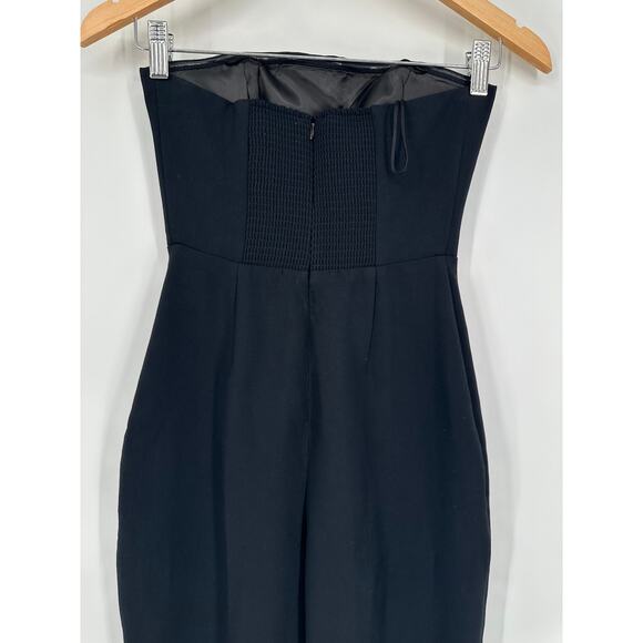 Aritzia Wilfred Endless Strapless Wide Leg Jumpsuit Smocked Crepe, Black - Picture 8 of 12